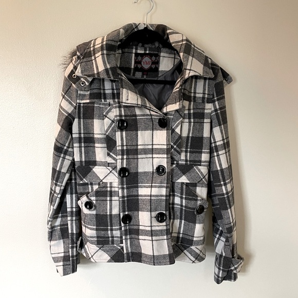 YMI Jackets & Blazers - YMI | Hooded Plaid Peacoat | Size Medium